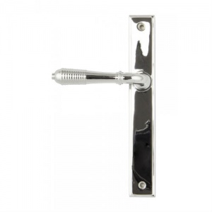 Reeded Slimline Sprung Lever Door Handle on Various Backplates